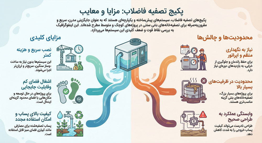 مزایا و معایب استفاده از پکیج تصفیه فاضلاب | بررسی کامل و کاربردی